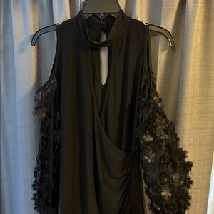 Elegant Black Cold Shoulder shirt